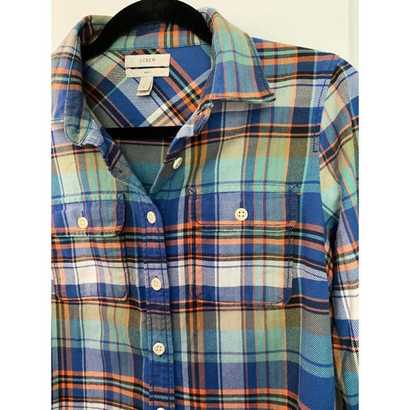 J.Crew Flannel Plaid Button Down "Boy" Style Women's Size 2 - Picture 3 of 4